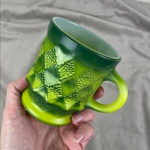 Vintage Mug Green Diamond Pattern